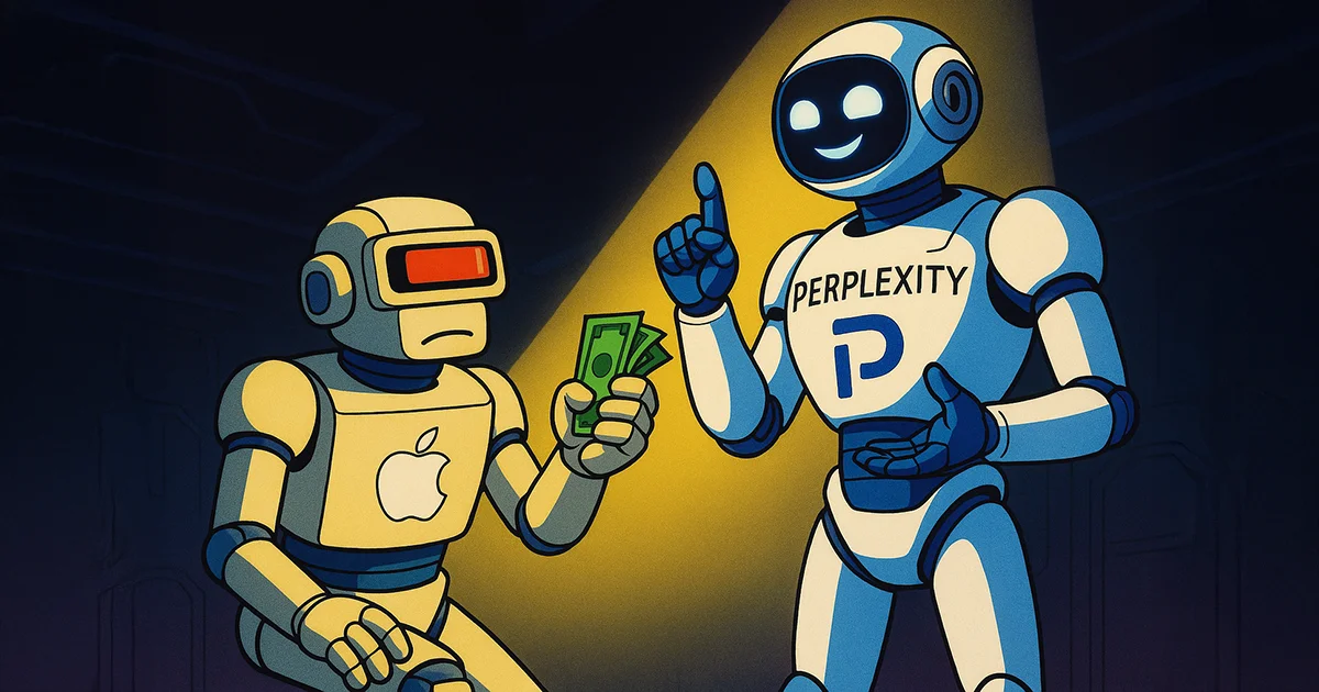 Ein Apple Roboter will einen Perplexity Roboter kaufen